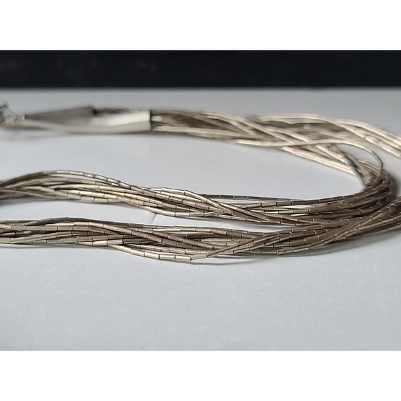 925 Sterling Silver Liquid Multistrand Chain Necklace Vintage - Picture 7 of 10